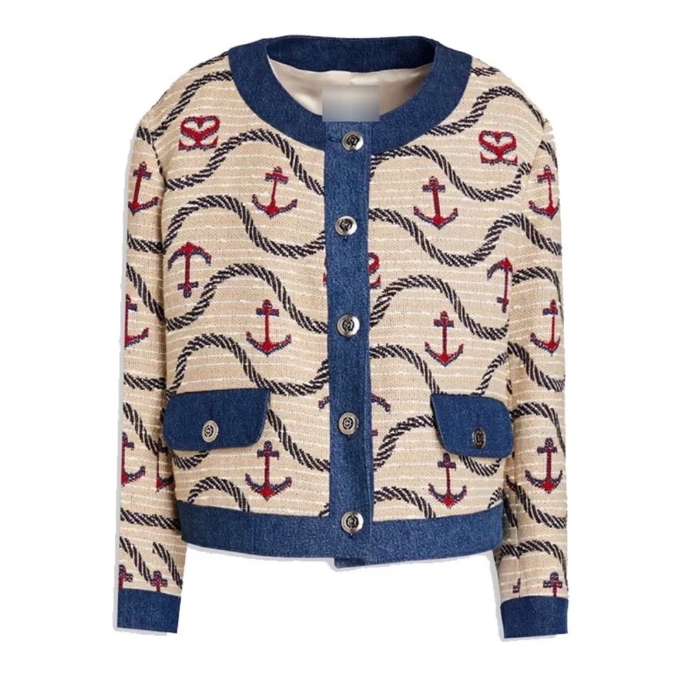 Nautical Anchor Pattern Cardigan - image 5